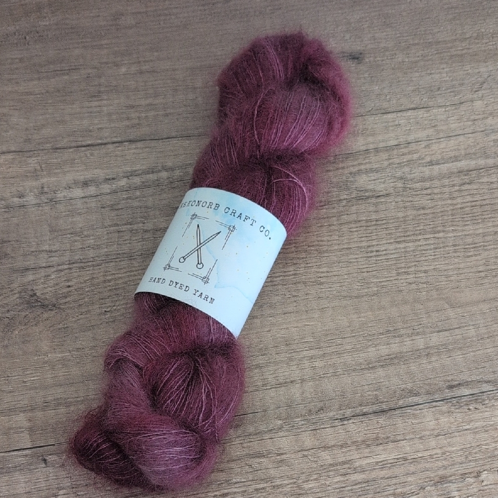 Luxurious Lace Weight Mohair Purple Yarn Skein